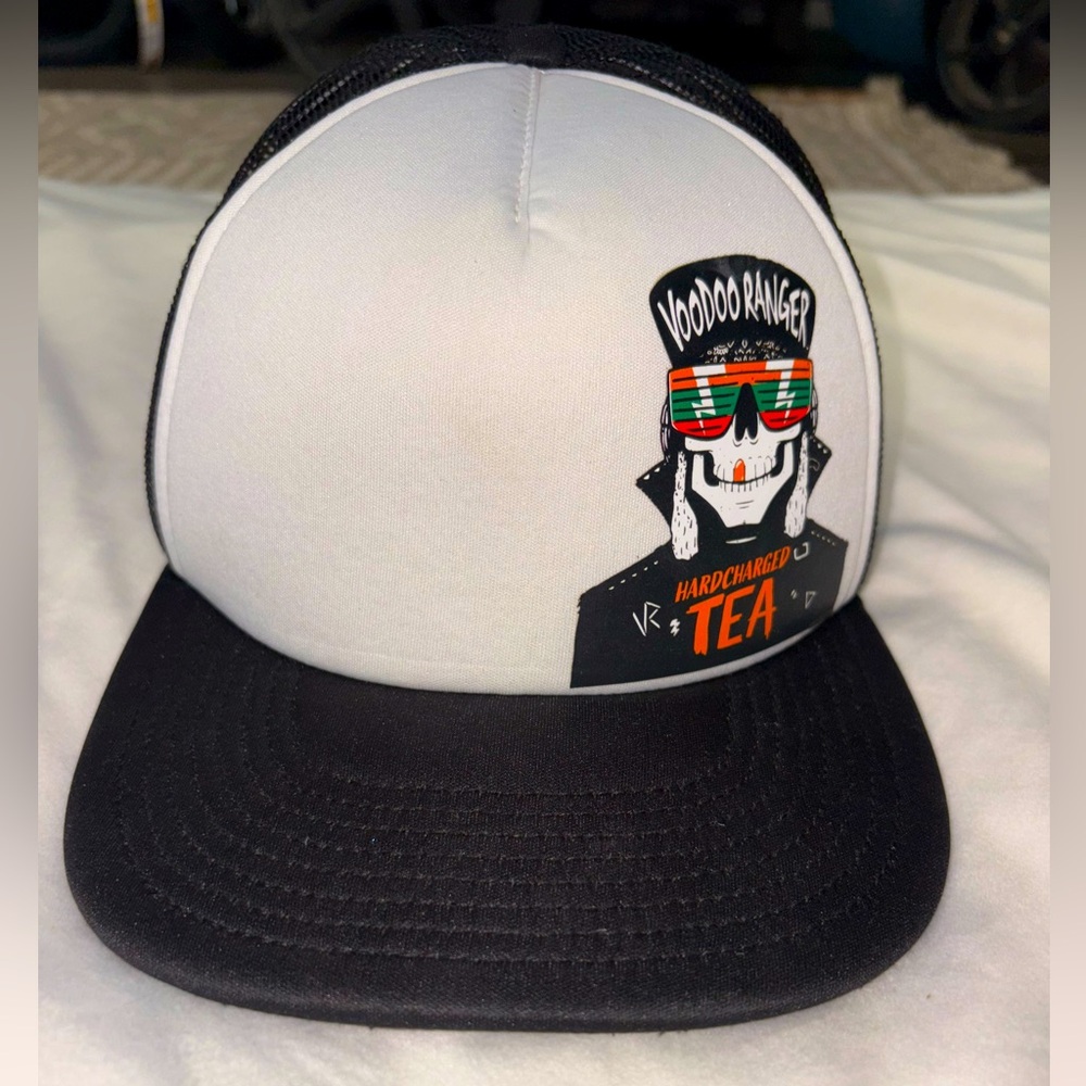 VooDoo Ranger Hardcharged Tea Trucker Hat Skull Logo, Mesh Cap, Otto Cap B/W